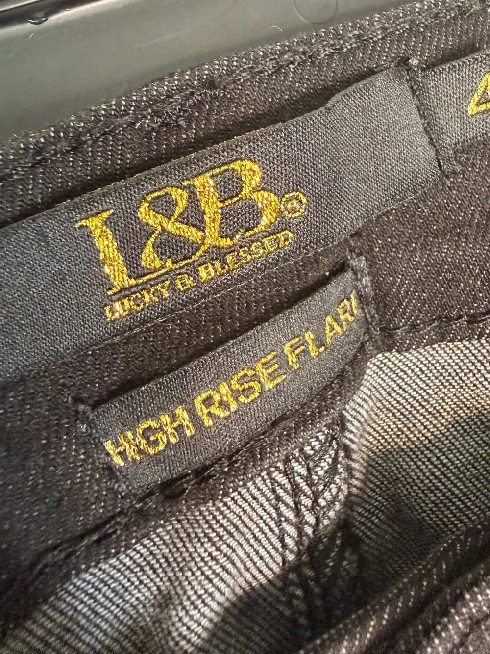L&B High Rise Flare Jeans -Black with Gold Stitching
